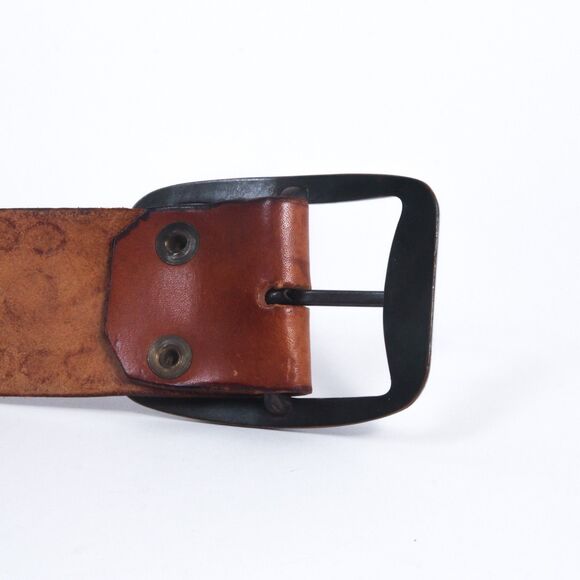 Cesar Ugarte Vintage Boho Western Painted Flower Hand Tooled Leather Belt, 30\